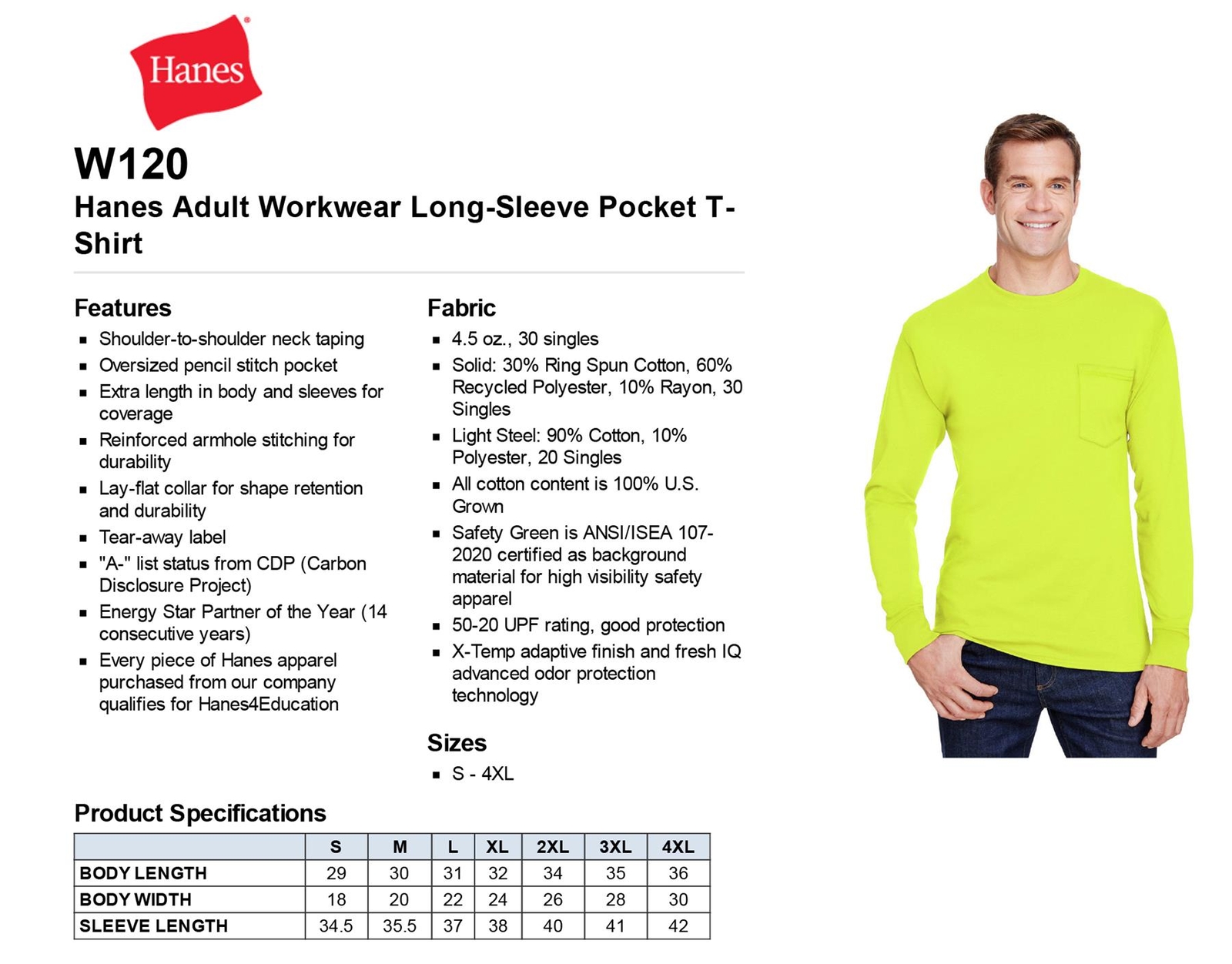 Hanes Men's Workwear Long-Sleeve Pocket T-Shirt W120 gallery