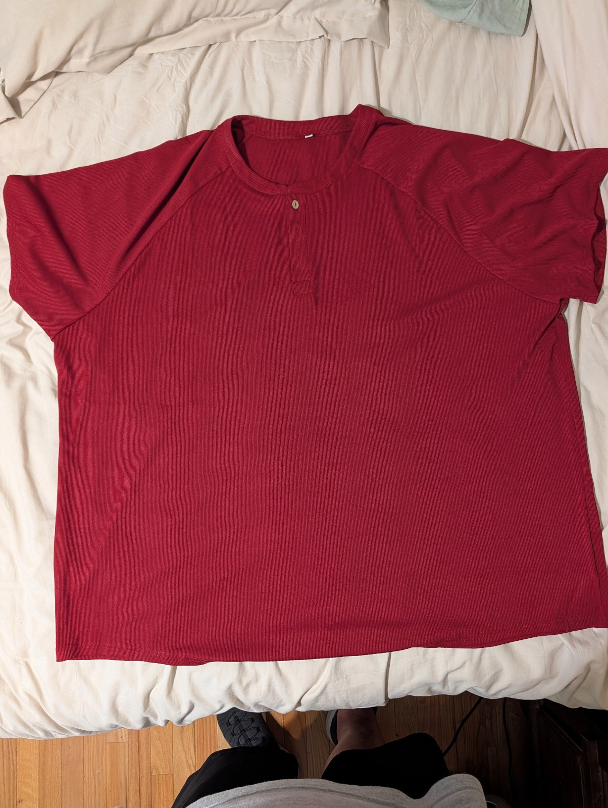 Evervibe Men's Big & Tall Ribbed Henley Shirt – SS Raglan Tee 5X (Wine Red) gallery