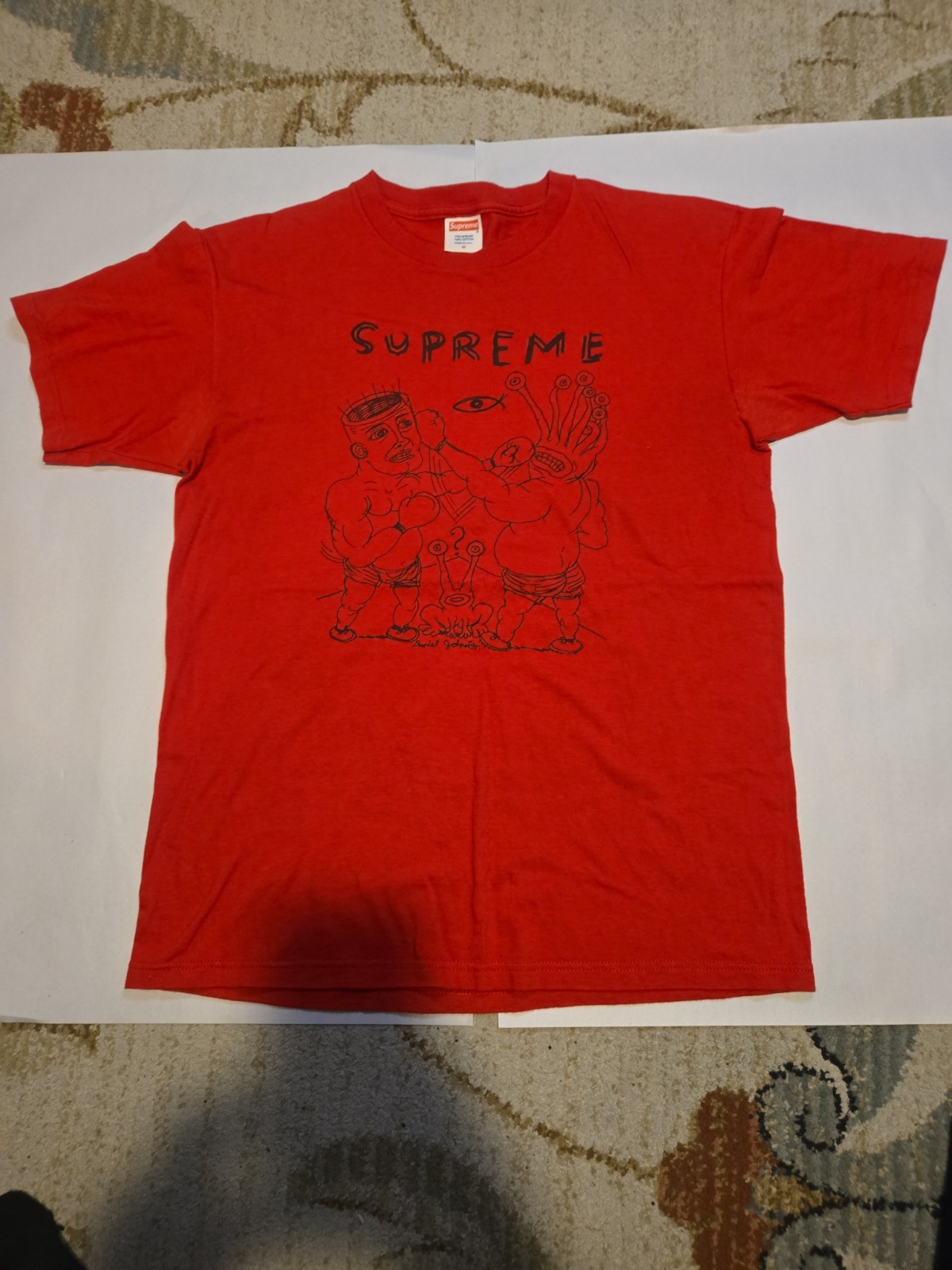 DANIEL JOHNSTON for SUPREME Eternal Fight Tee Medium 2012 Red Shirt SS12 RARE gallery