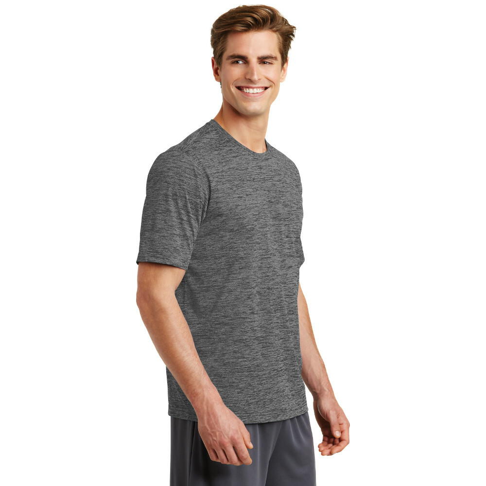 Sport-Tek ST390 Mens T Shirt Posi Charge Electric Heather Gray Black Size XL New