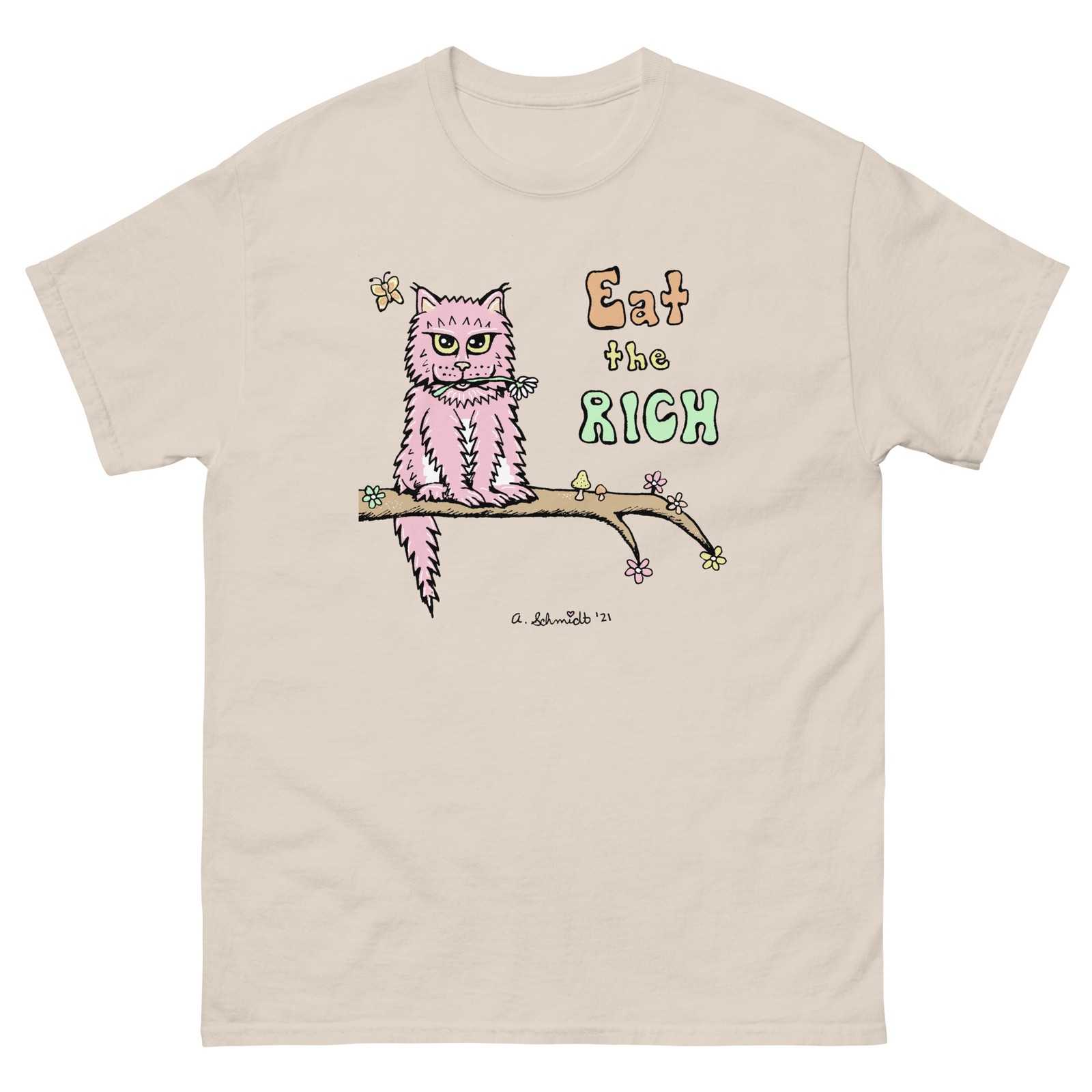 Eat the Rich Pink Kitty Cat Cottagecore Unisex classic tee