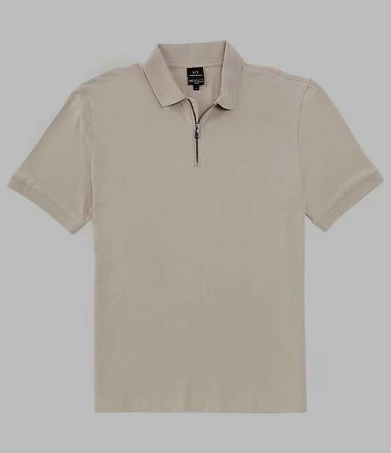 Armani Exchange Cotton Quarter-Zip A|X Logo Short-Sleeve Men Polo Tee Shirt New gallery