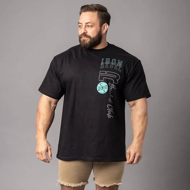 100% Cotton Men's Printed Oversized T-shirt Crew Neck Short Sleeve Gym Training gallery
