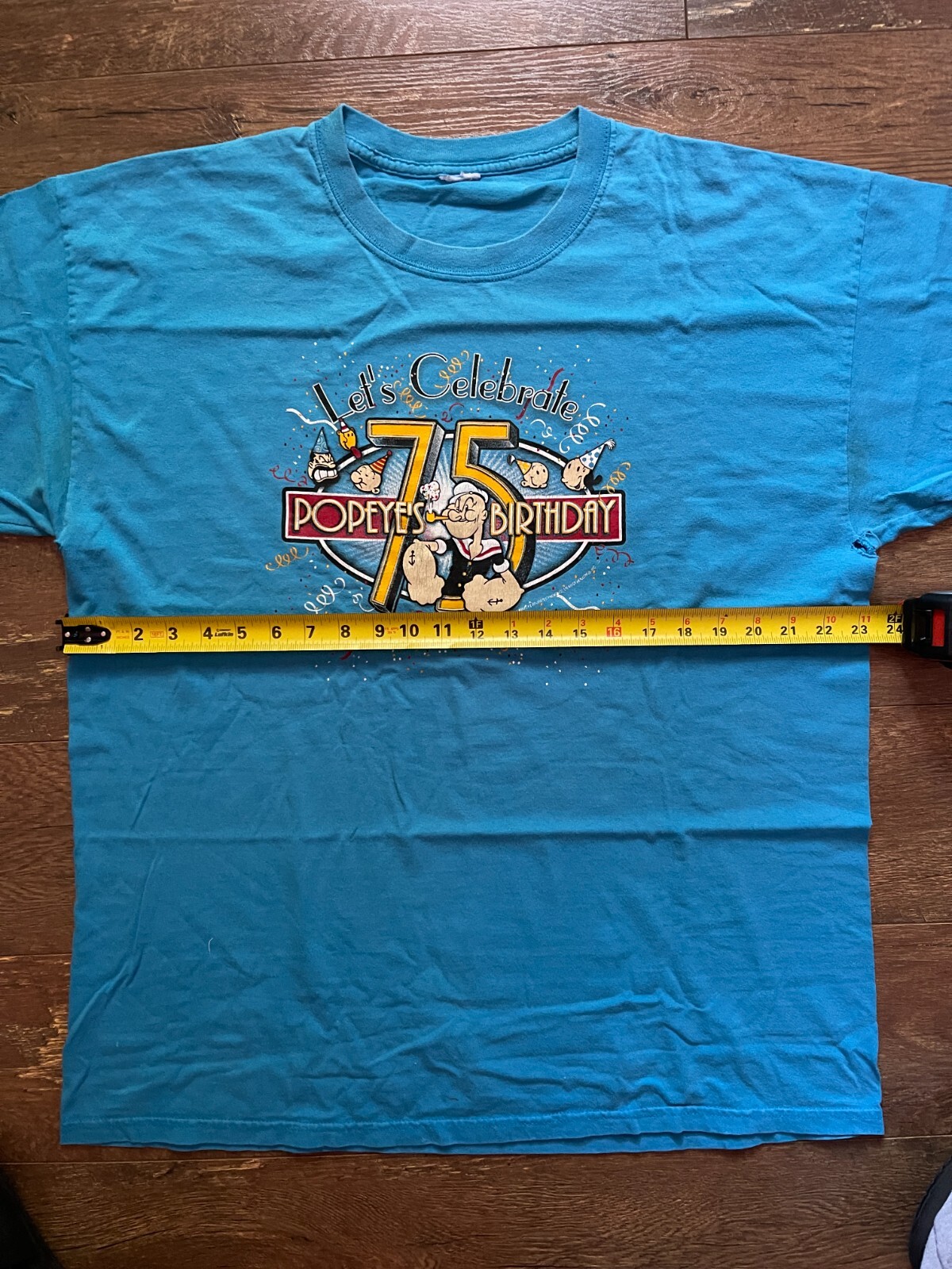 Vintage Popeye's Birthday 75th Anniversary Shirt Size L-XL READ! VTG Y2K Blue gallery