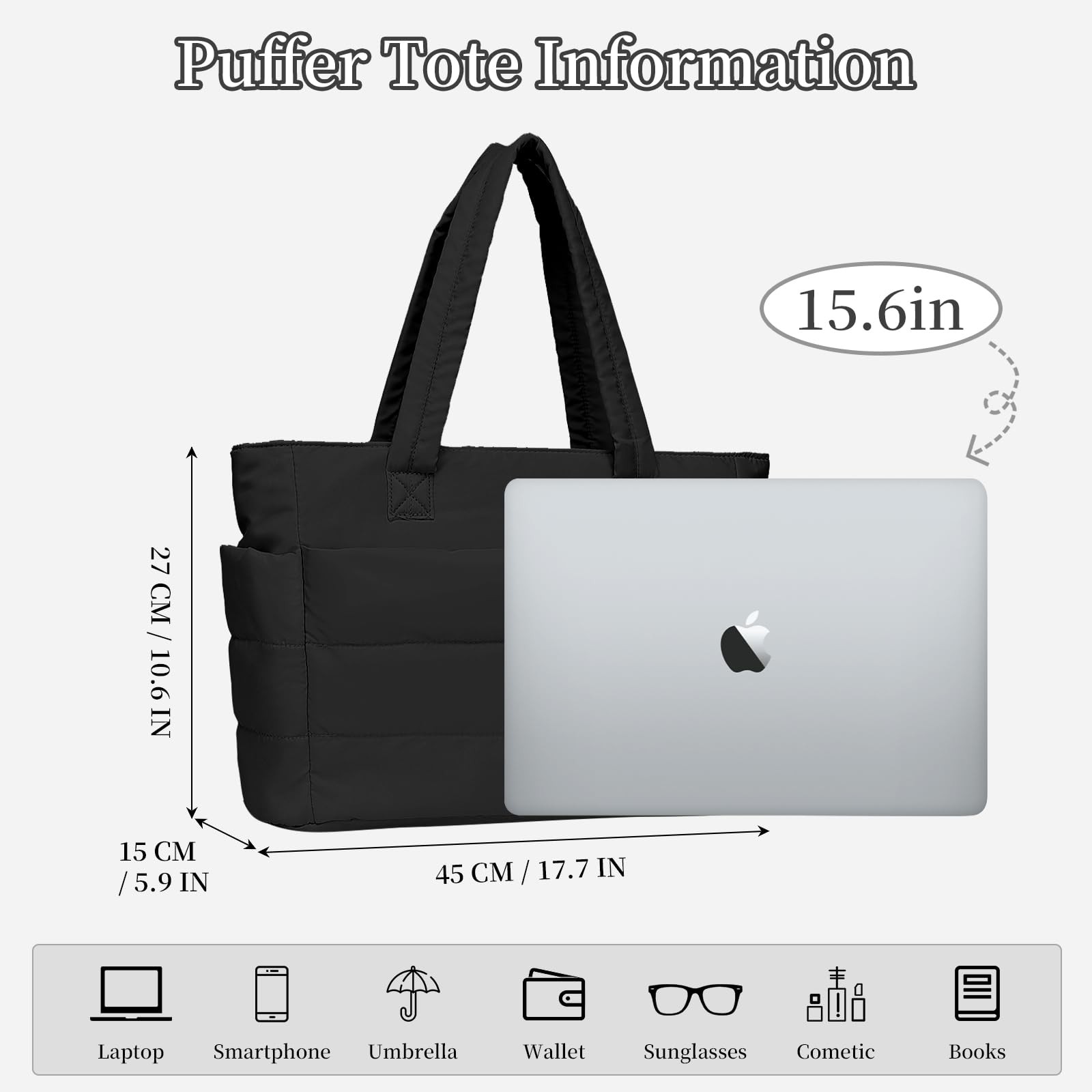 Puffer Tote Bag for Women-Large Work Tote Bags Quilted Lightweight Puffy Bags... gallery