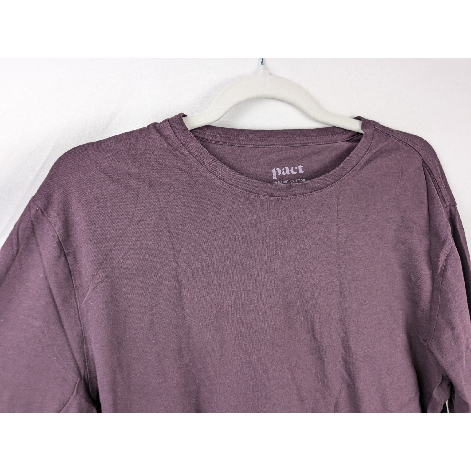 Pact Mens Organic Cotton Long Sleeve Crewneck T Shirt Size M Purple Casual Daily gallery