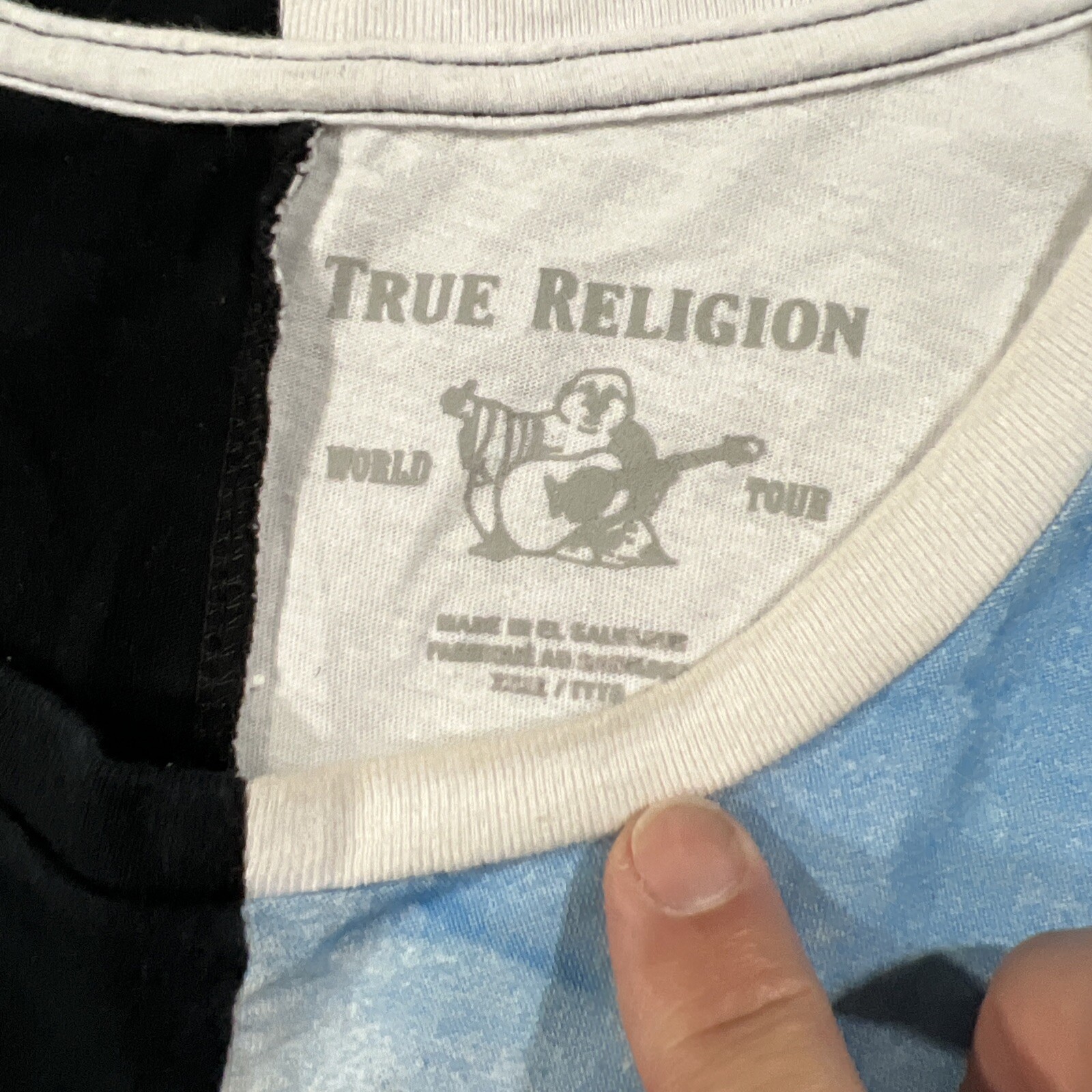 True Religion T-Shirt Men 3XL Short Sleeve Cotton Split Half Tee Crewneck gallery