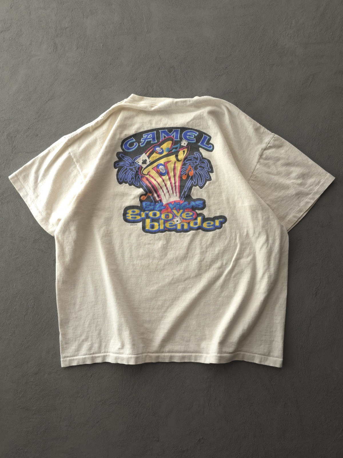 Vintage 90s Camel Groove Blender Las Vegas Ivory Cotton Pocket T-shirt Delta XL gallery