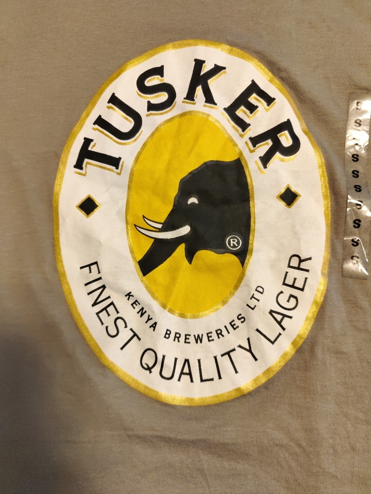Men's Tusker Lager Beer Kenya Breweries Graphic T-Shirt Gray S NWT gallery