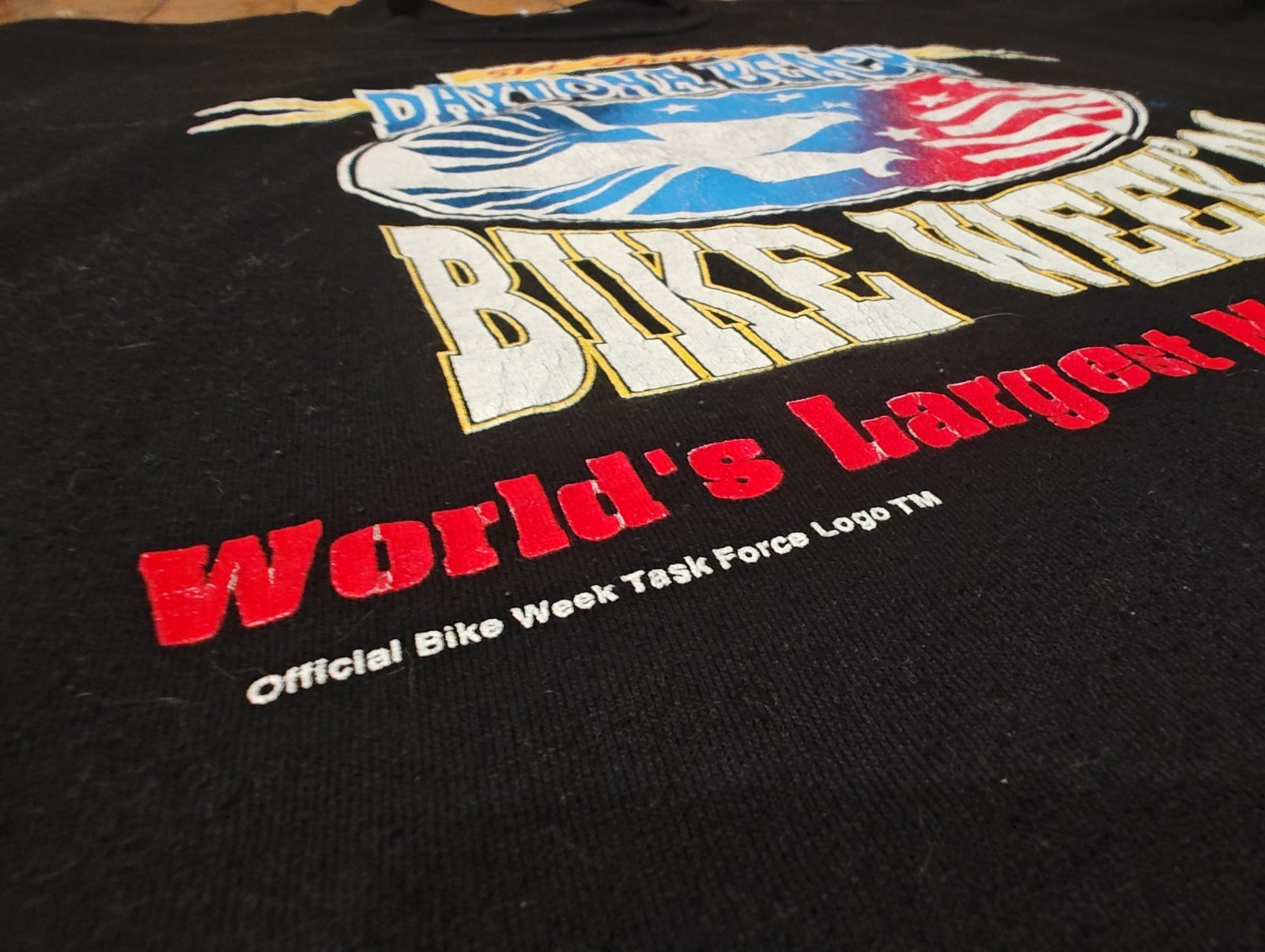 Daytona Beach Bike Week 1992 Graphic Print Black Cotton Crew Neck T-Shirt Large gallery