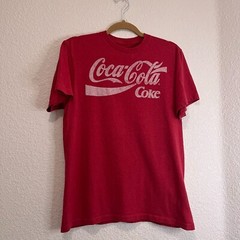 Coca Cola Coke Graphic Logo Short Sleeve Red T Shirt Tee Mens Size M