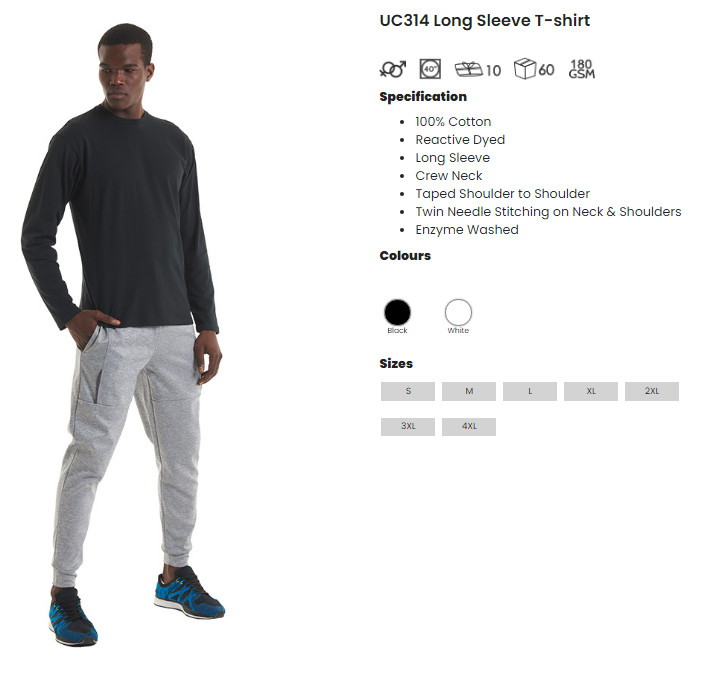 UNEEK Mens Long Sleeve T-Shirt Blank Casual Cotton T Shirt Plain Work Unisex Tee gallery