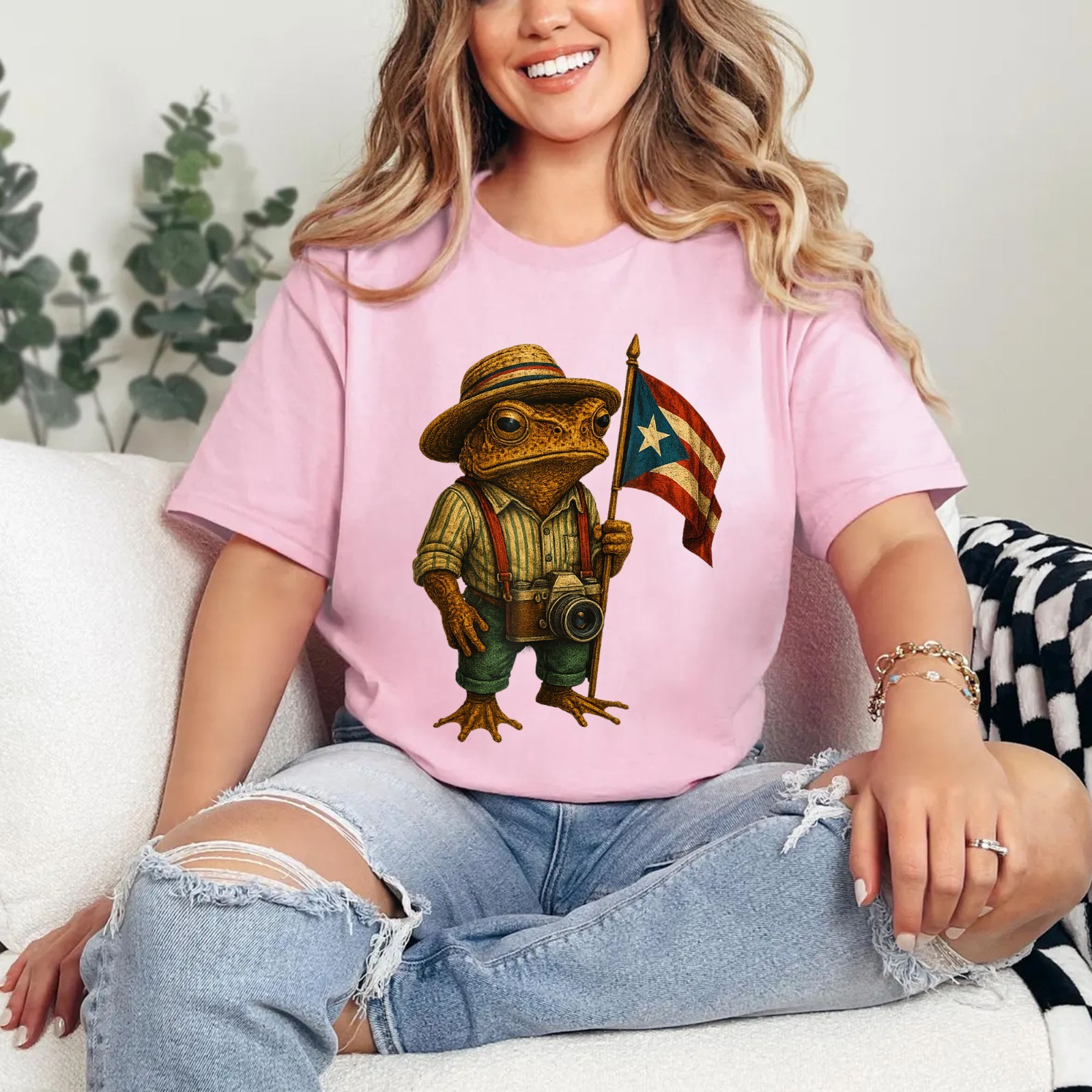 Coqui Frog Puerto Rico Puerto Rican Flag Taino Boricua T-Shirt gallery