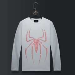 Fashion Red Spider Trend Rhinestone Long Sleeve Luxury Men T-Shirt Plus Size 6XL