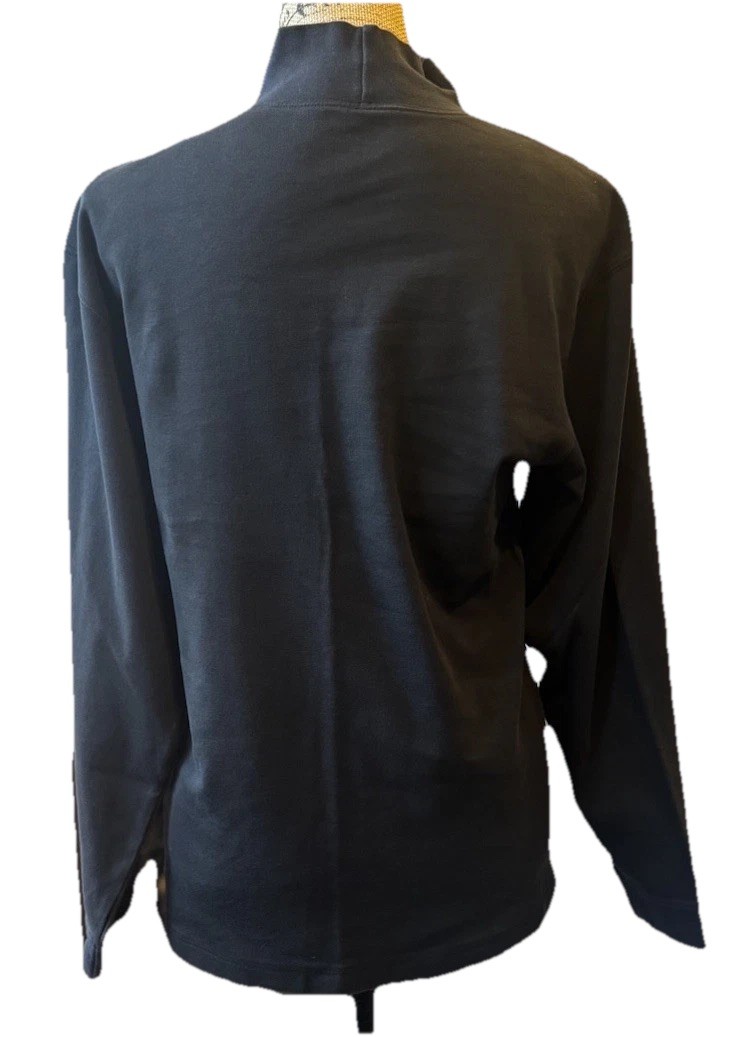 L.L.Bean Mens Small Mock Neck Shirt Black 100% Cotton Long Sleeve gallery