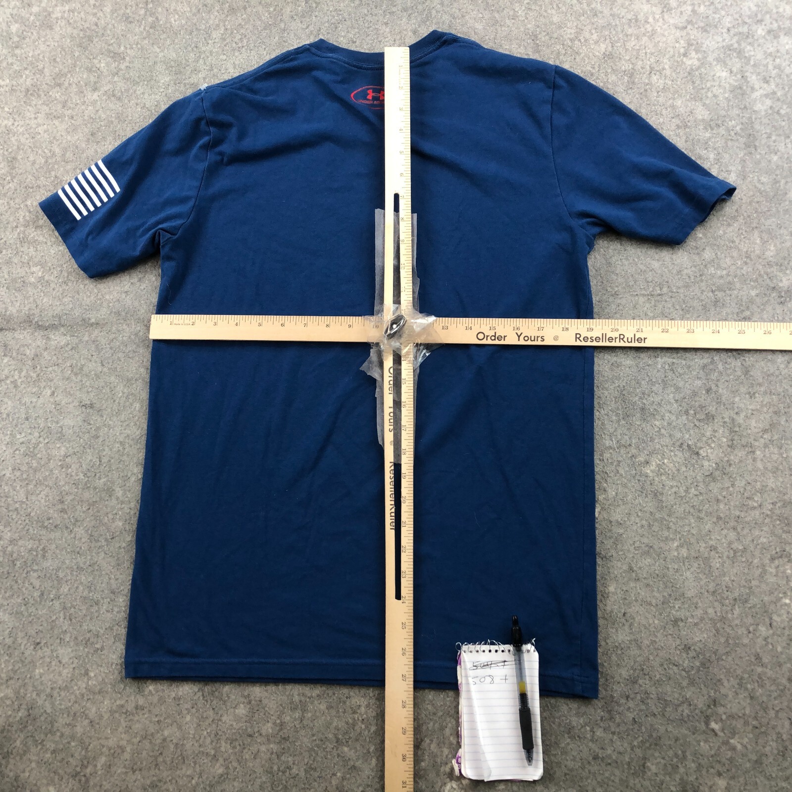 Under Armour Shirt Small Blue United States Of America Spell Out HeatGear Loose gallery