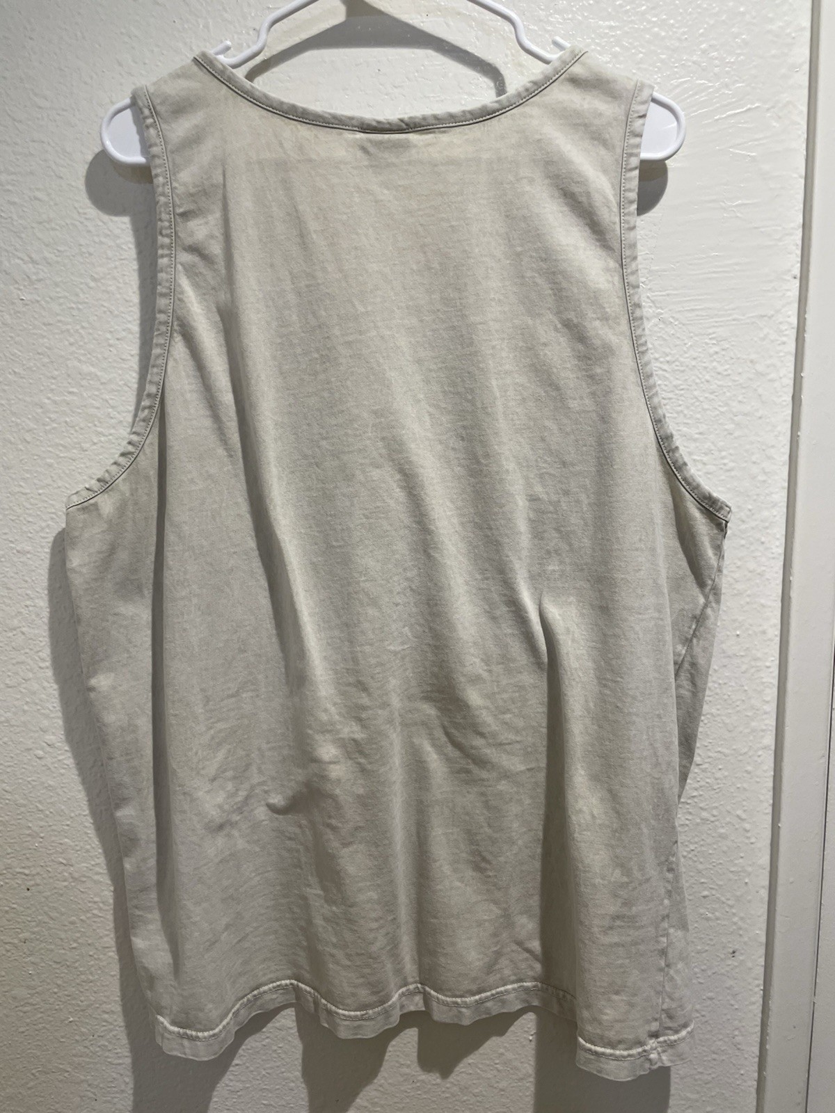 Urban Outfitters Mens XL Tank Top Cream Beige Acid Vintage Wash Cotton Boxy Fit gallery