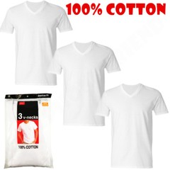 3Pcs V-Neck For Men 100% Cotton Tagless Soft T-Shirt Undershirt Tee White