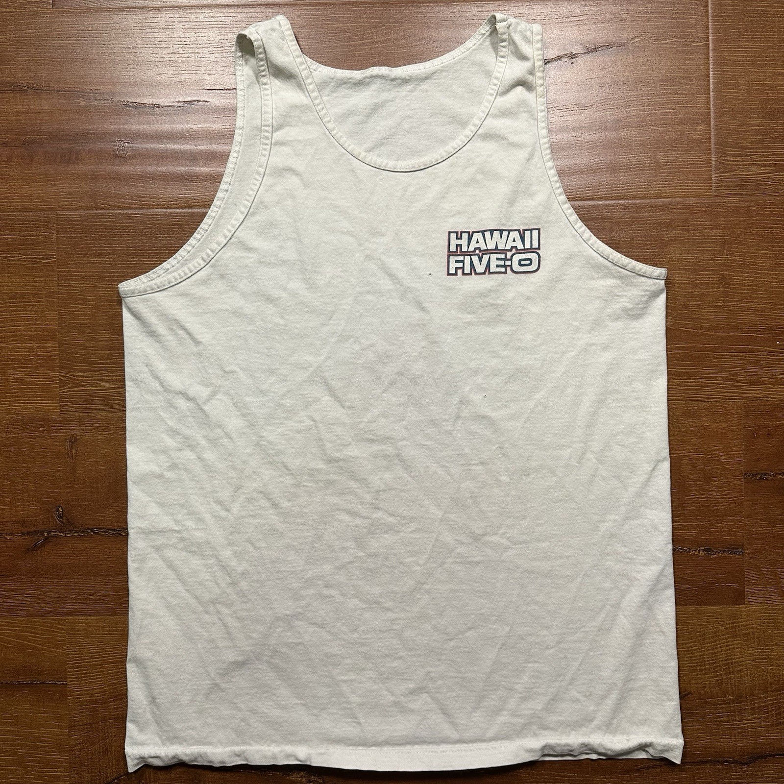 Vintage Hawaii Five-O Tank Top Men M White Beach Retro TV Series Show VTG Police gallery
