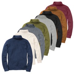 Mens Long Sleeve Plain Turtle Neck T shirt Casual Rib Funnel Winter Top M to 3XL