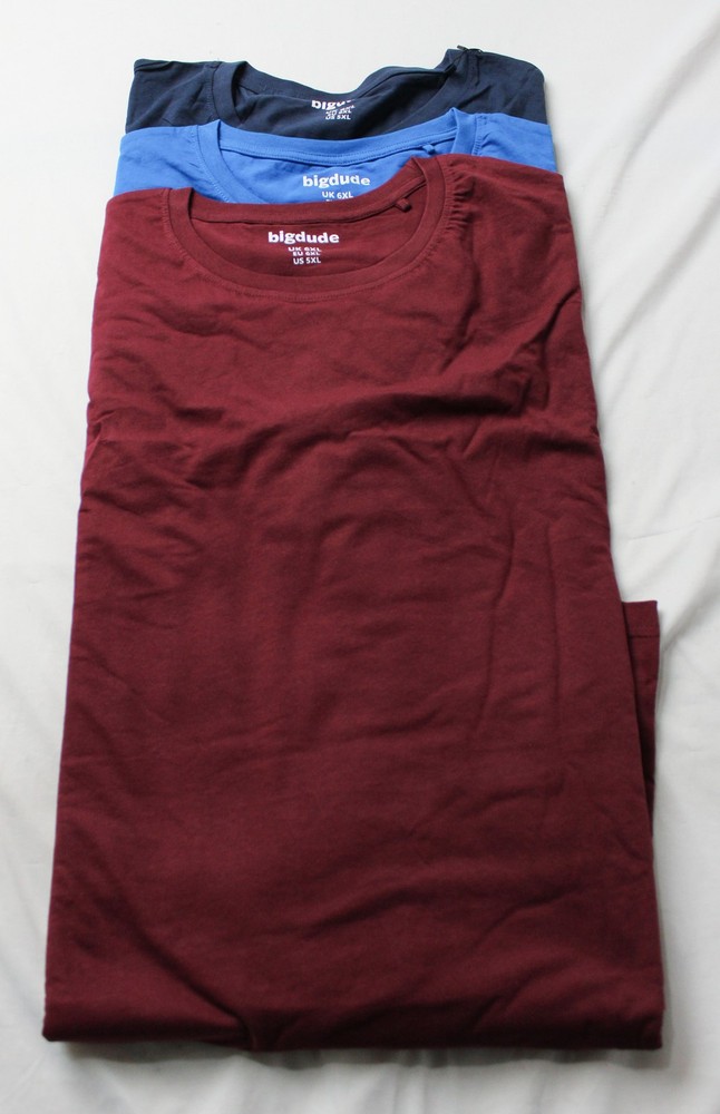 Bigdude Men’s 3 Pack Plain T-Shirts BL1 Navy, Royal Blue & Burgundy US: 5XL