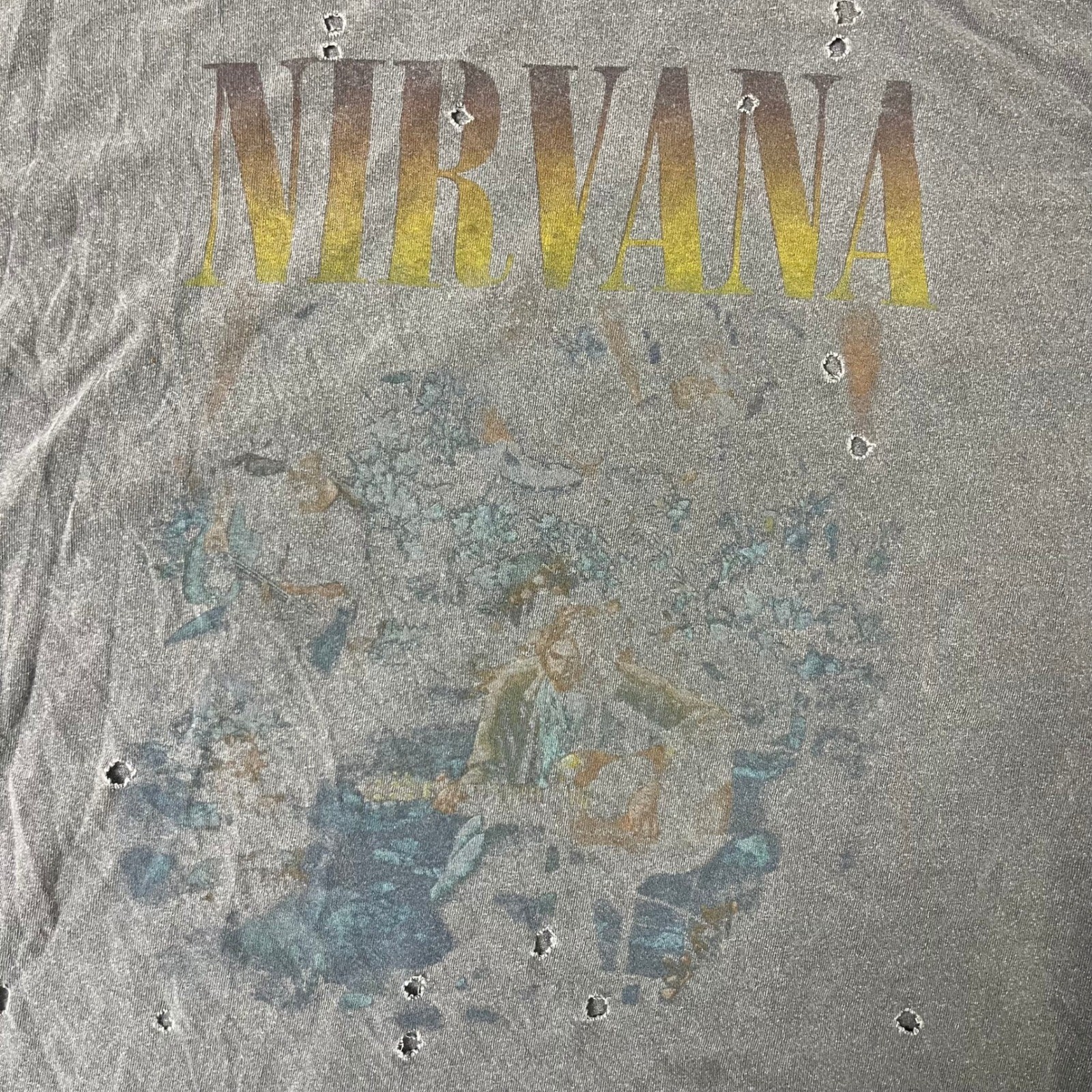 Nirvana T-Shirt Mens Size OS Gray Distressed Graphic Rock Band Kurt Cobain Tee gallery