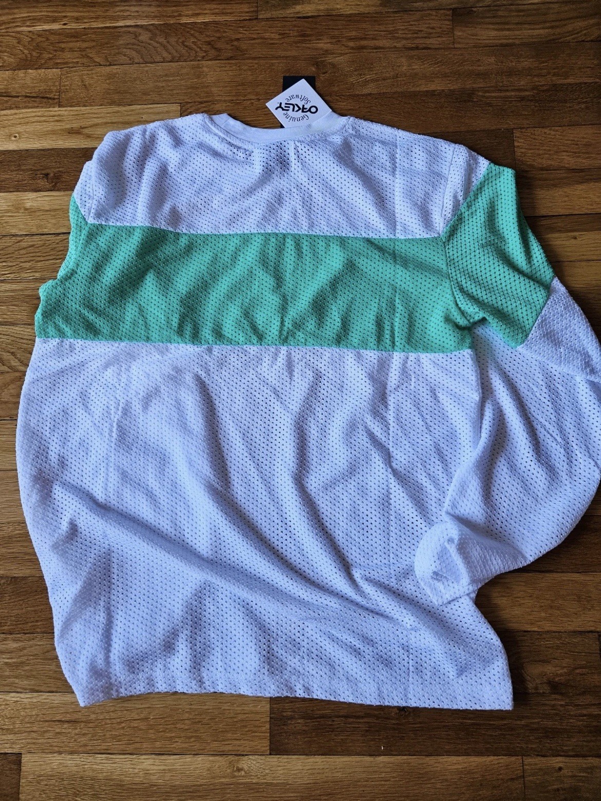 Vtg Oakley SoftwareThermonuclear Protection L/S Mesh Shirt Green White Men's Med gallery