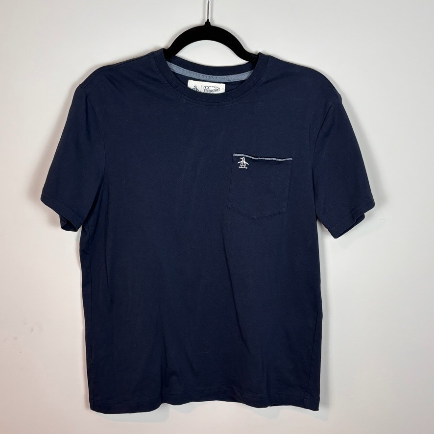 Original Penguin Mens Jersey Earl Tape Tipped Tee Navy Blue Small Classic Preppy gallery