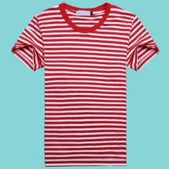 Comfortable Navy Blue and White Striped Men’s Tshirt for Sports and Daily Wear