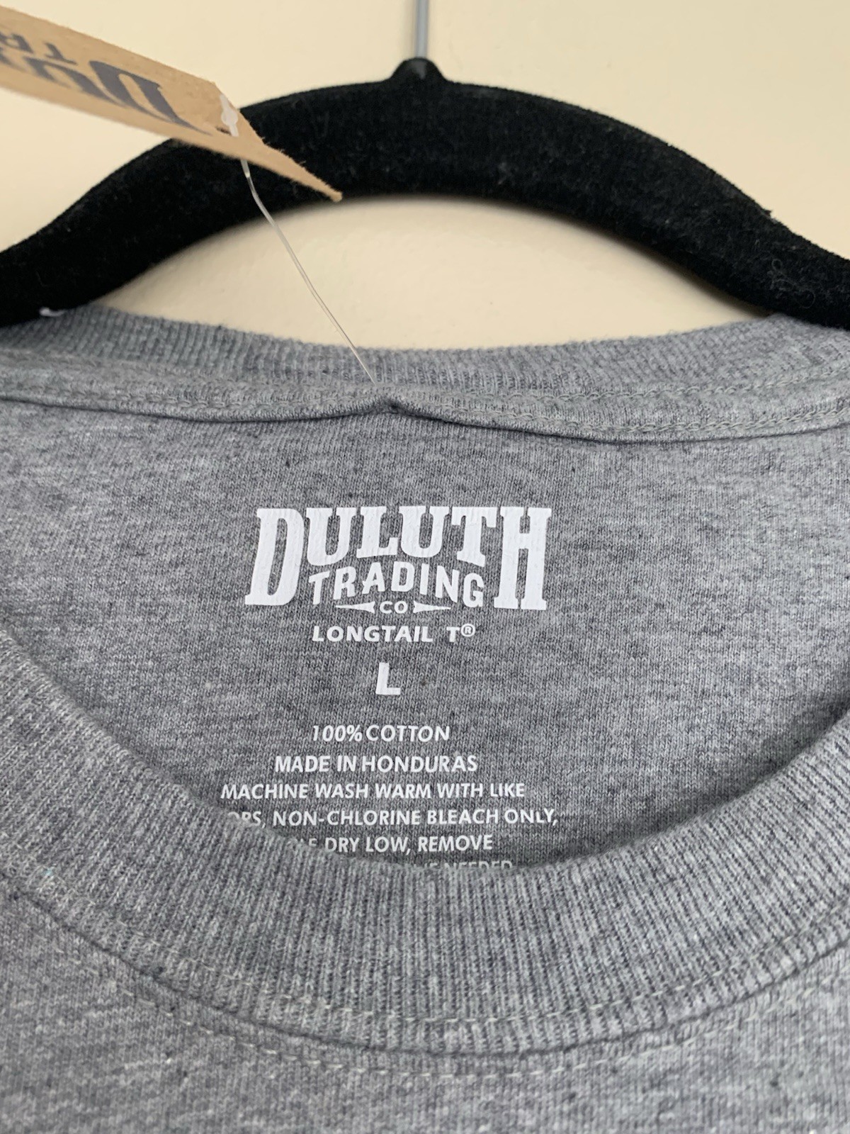 Duluth Trading Co Longtail T Gray Logo Word Spellout Cotton T- Shirt Men's L gallery