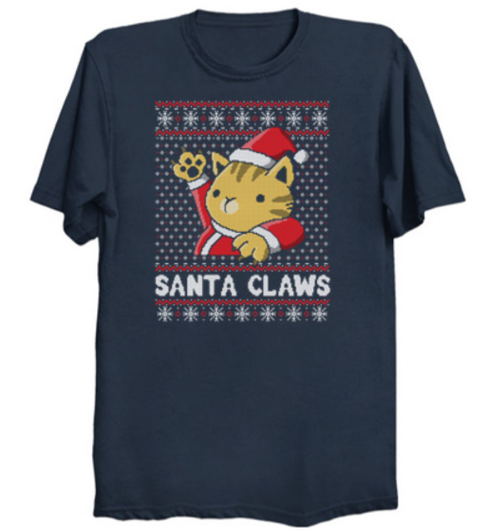 Christmas Cat t-shirt men women S-234XL Navy Cotton BR007 gallery