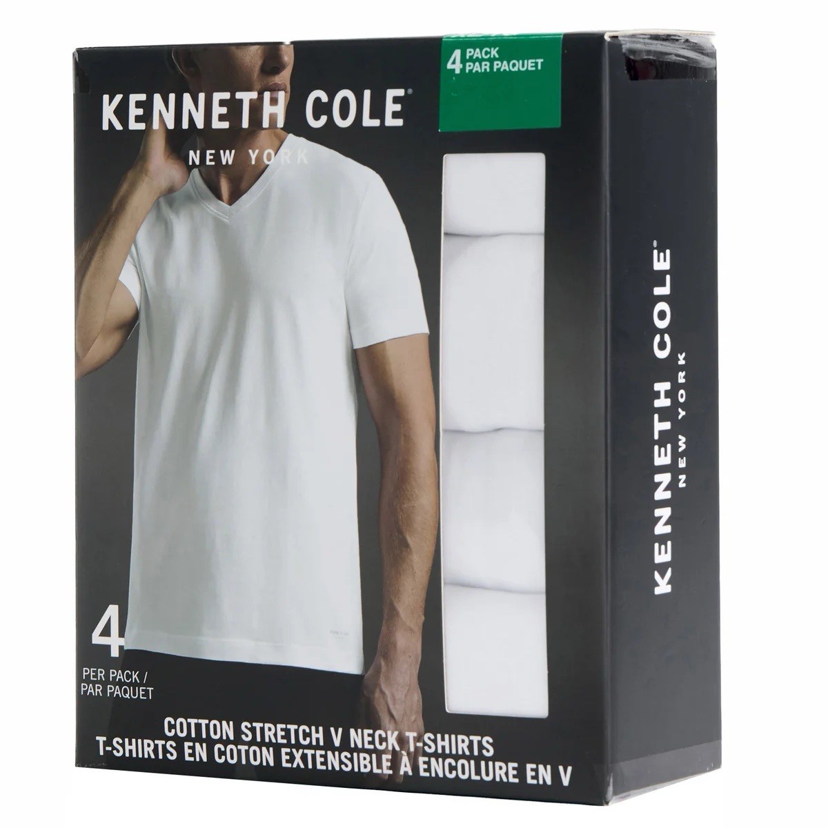 Kenneth Cole Men’s V-Neck T-Shirt 4-pack White 🔝🔝🔝🔝🔝🔝🔝 LARGE
