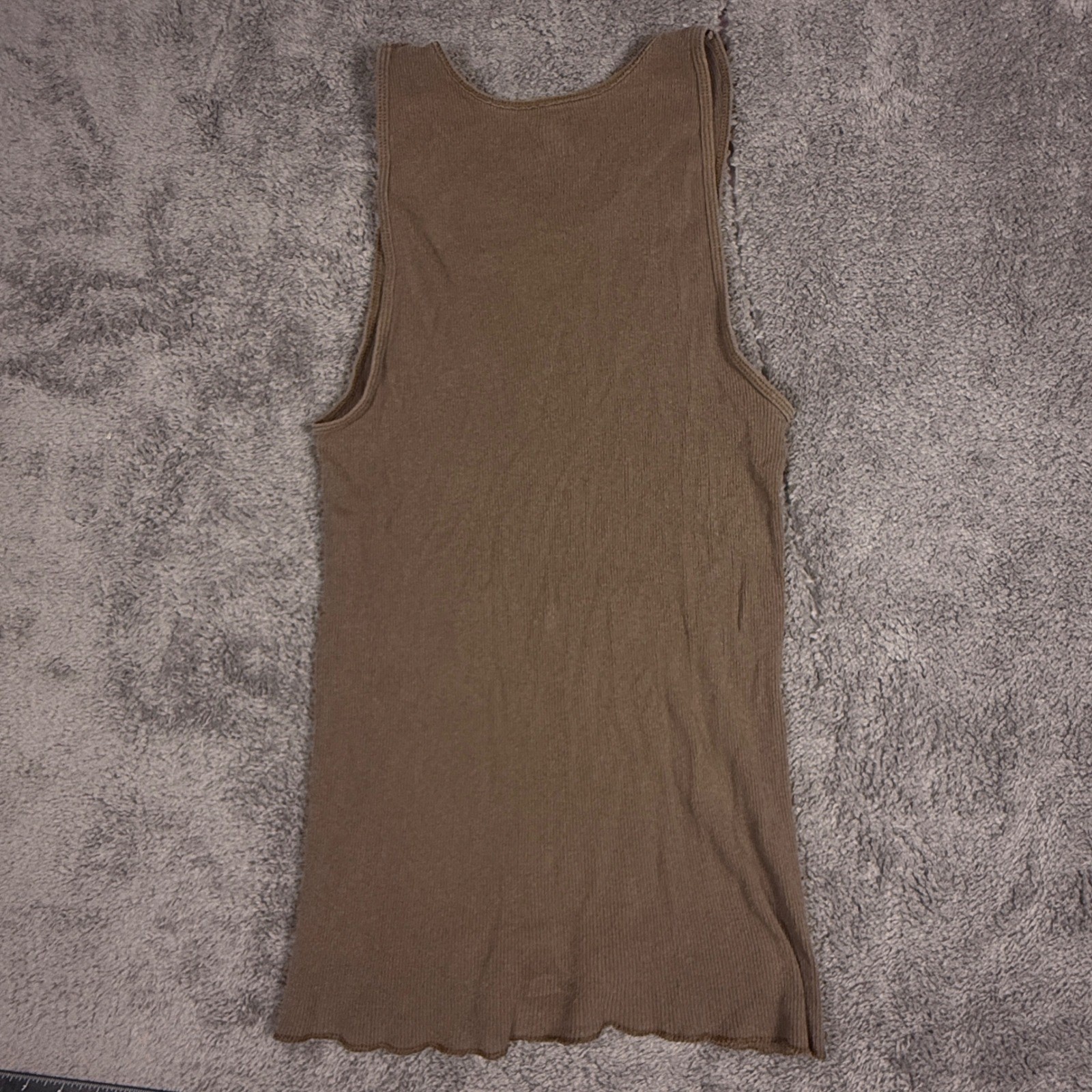 Fruit of the Loom Tank Top Brown Ribbed Lettuce Hem Basic Shirt XL gallery