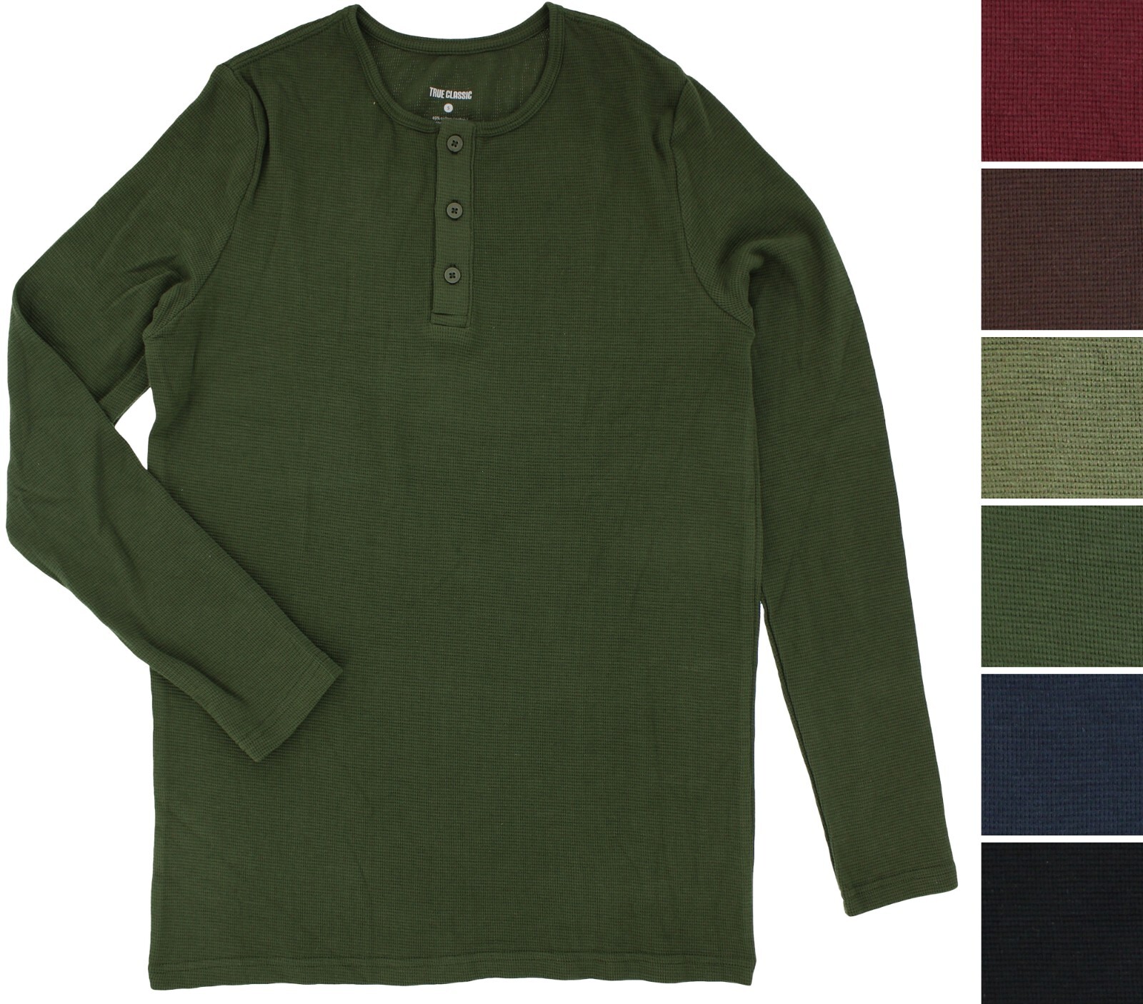 True Classic Men's Shirt, Long Sleeve Waffle Henley style Crew Neck, MSRP $35 gallery