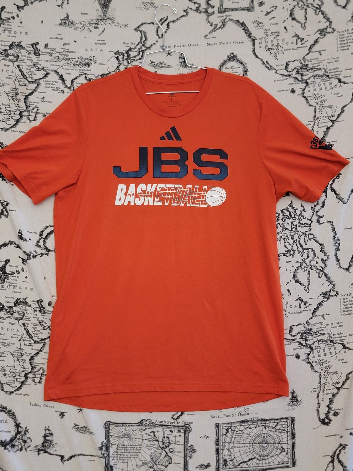 Adidas JBS Basketball T-Shirt Men's Size L Orange Recycled Polyester gallery