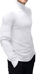 Men Long Sleeve Pullover Sweater Undershirt Mock Turtleneck T-Shirt Slimming Top