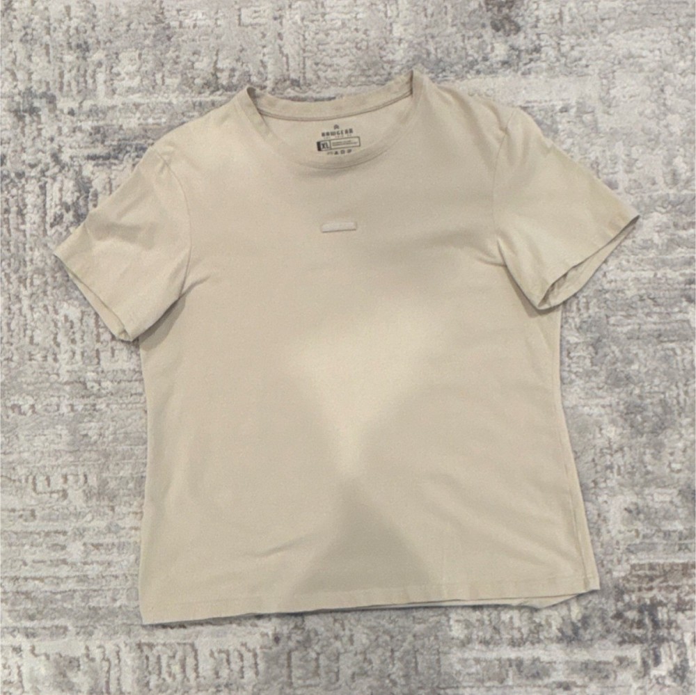 Rawgear Men’s Beige Cotton Logo Crew Neck Short Sleeve T-Shirt XL