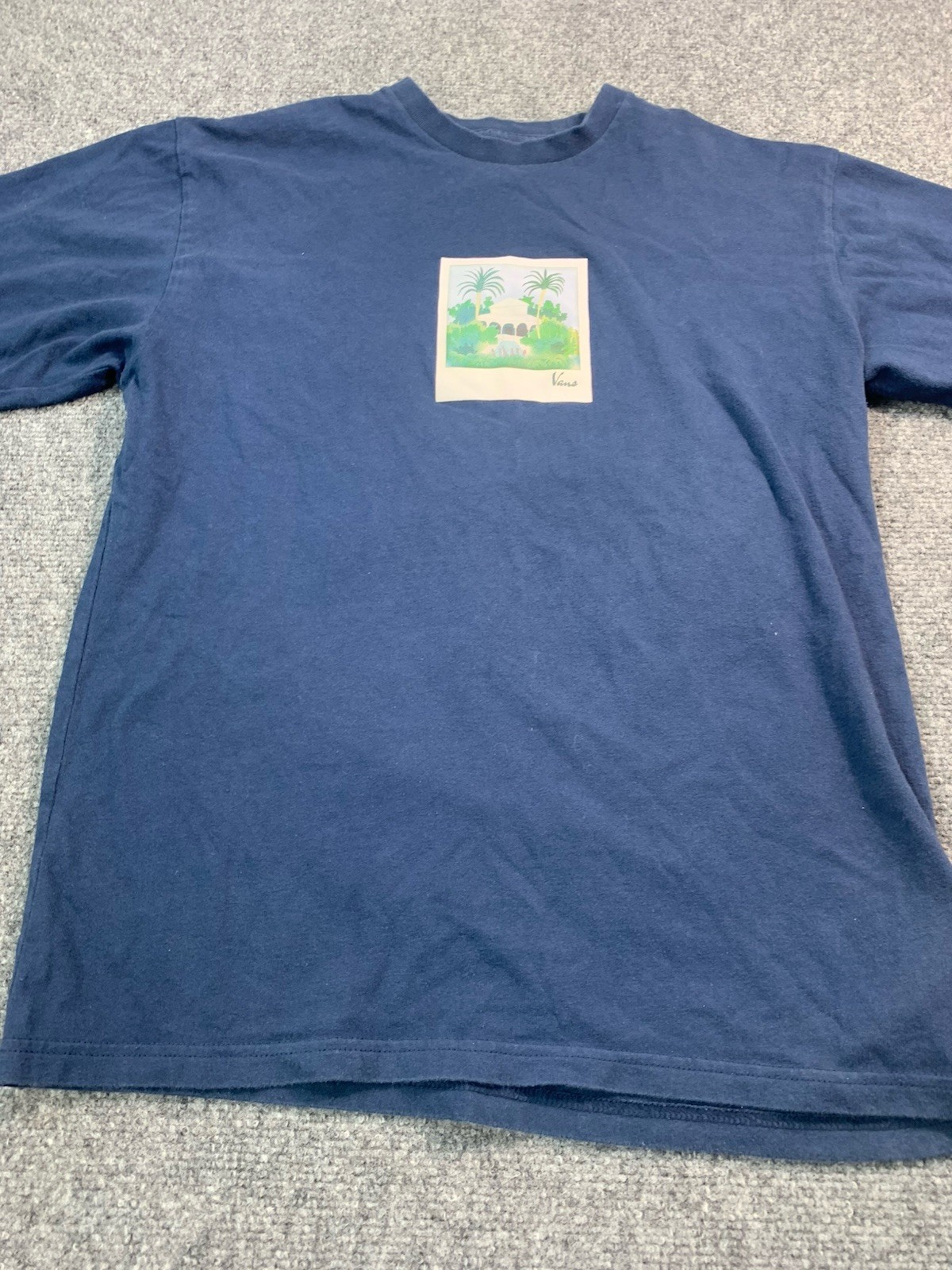 VANS Shirt Mens Medium Blue Long Sleeve Crew Neck Casual Graphic Print gallery