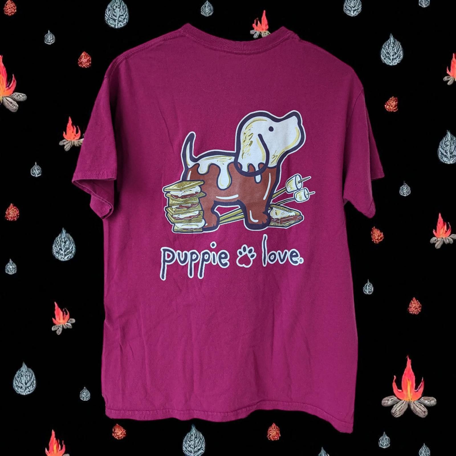 Puppie Love Rescue Snacks Smores Camping Dog Graphic T-Shirt Medium simply style gallery