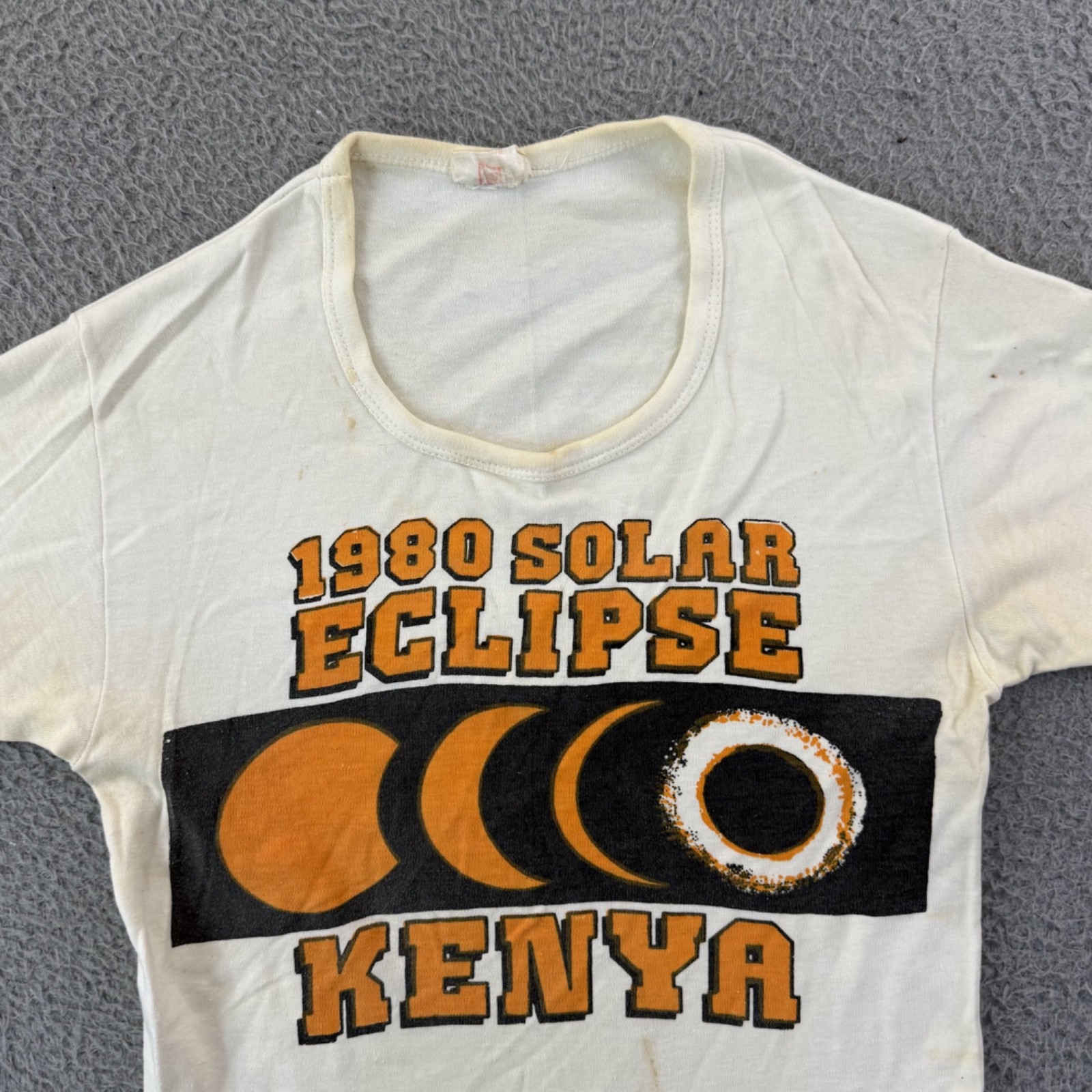 Vintage Kenya Solar Eclipse Shirt Adult Small White Short Sleeve 80s Outdoor USA gallery