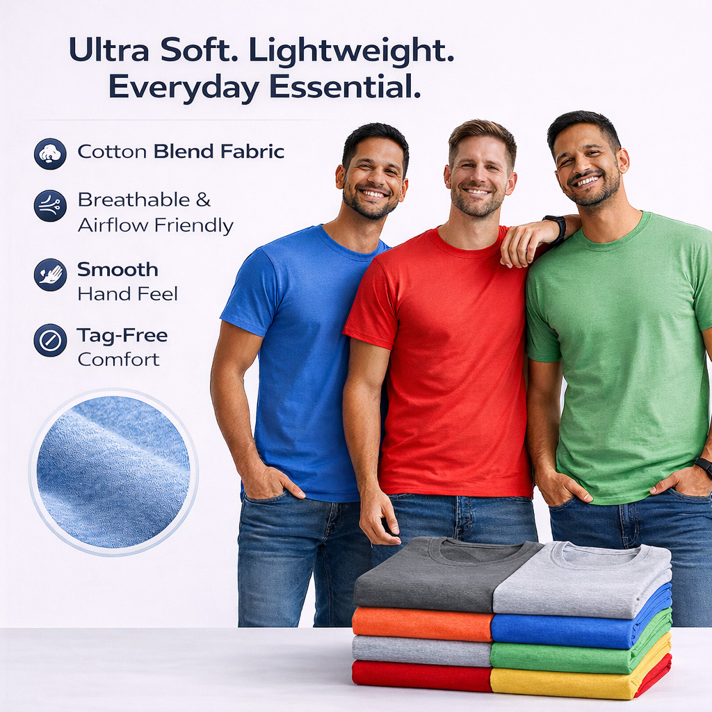 BILLIONHATS Men’s Cotton T-Shirt 6 Pack, Big Tall Short Sleeve Lightweight Tees gallery