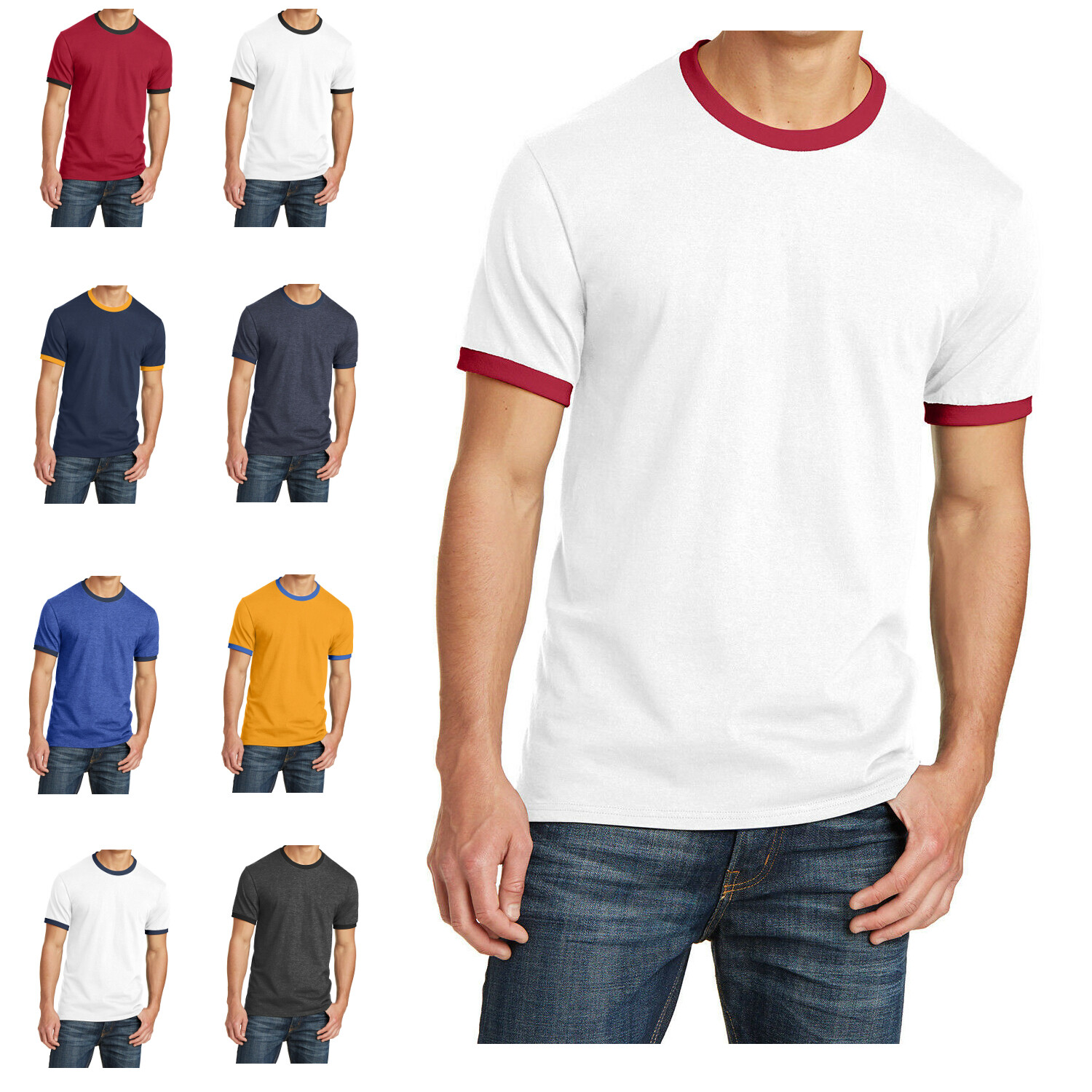 Mafoose Men's Short Sleeve Core Cotton Soft Classic Ringer Tee PC54R gallery