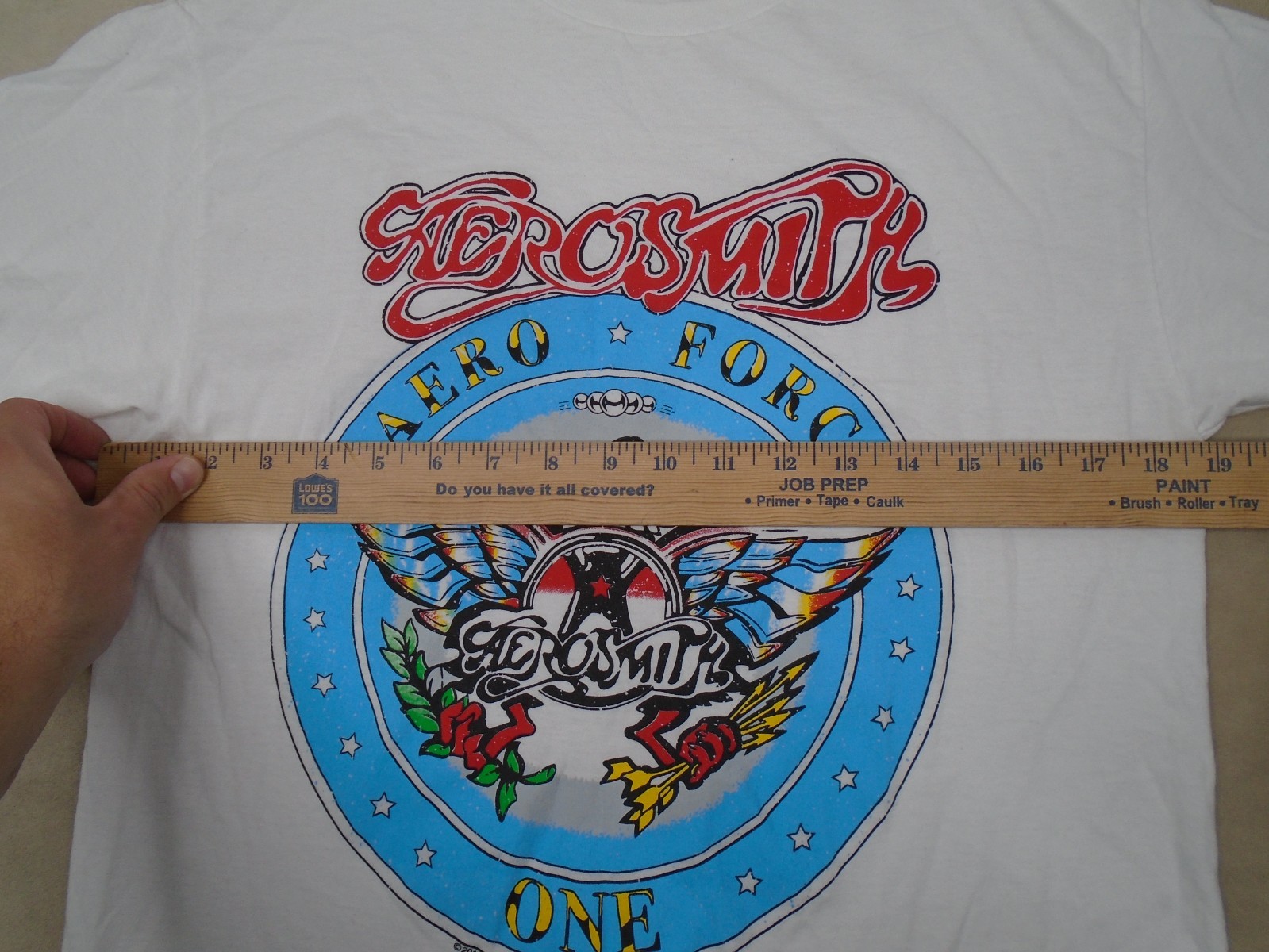 Aerosmith - “Aero Force One” - 2019 White Shirt - Sz Medium - Fruit Of The Loom gallery