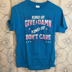 Delta Pro Weight Funny Graphic T-Shirt Adult Small Blue “Kind of Give a Damn”