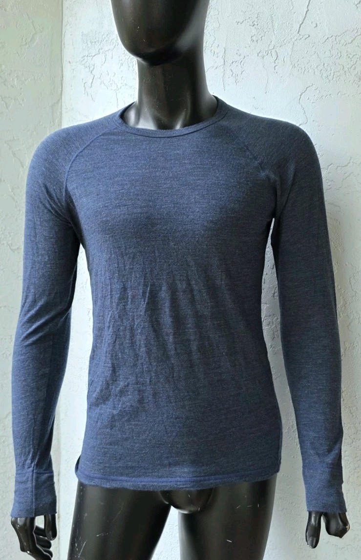 Mack Weldon Heather Blue Raglan Top Merino Wool Cashmere Blend Base Layer Medium gallery