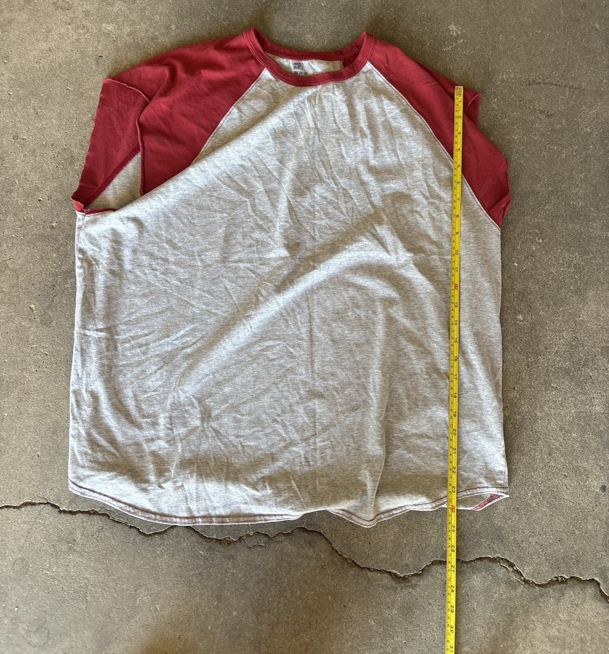 Faded Glory Men’s XL Red Gray Colorblock Crew Neck Raglan Short Sleeve T-Shirt gallery
