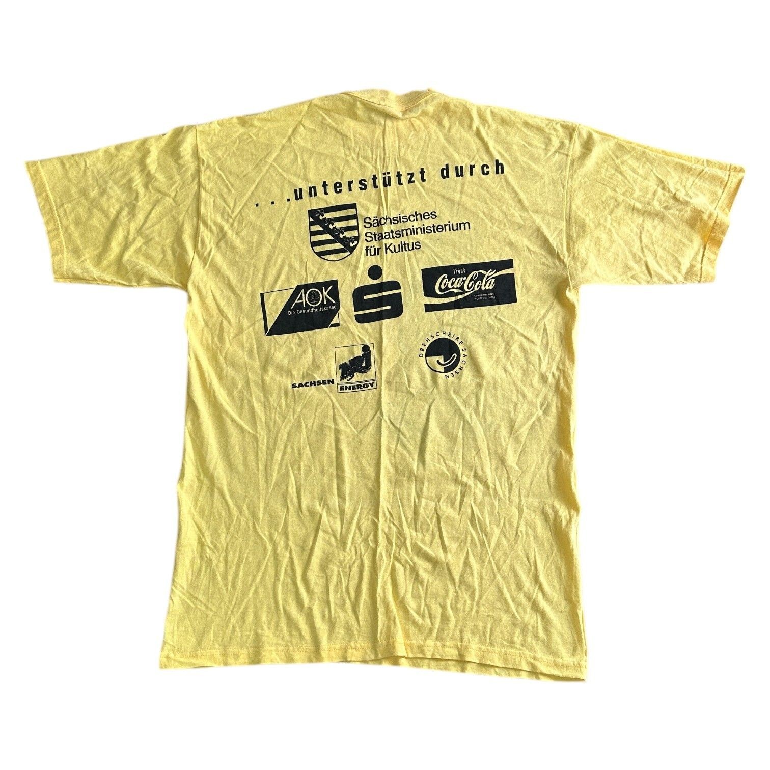 Vintage Hering Yellow Classic T-Shirt Dresden 90s Retro Graphic Mens XL gallery