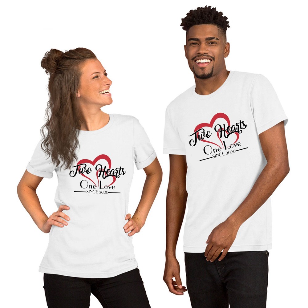 Two Hearts One Love Since 2026 Anniversary Gift For Couple Tshirt Men Women