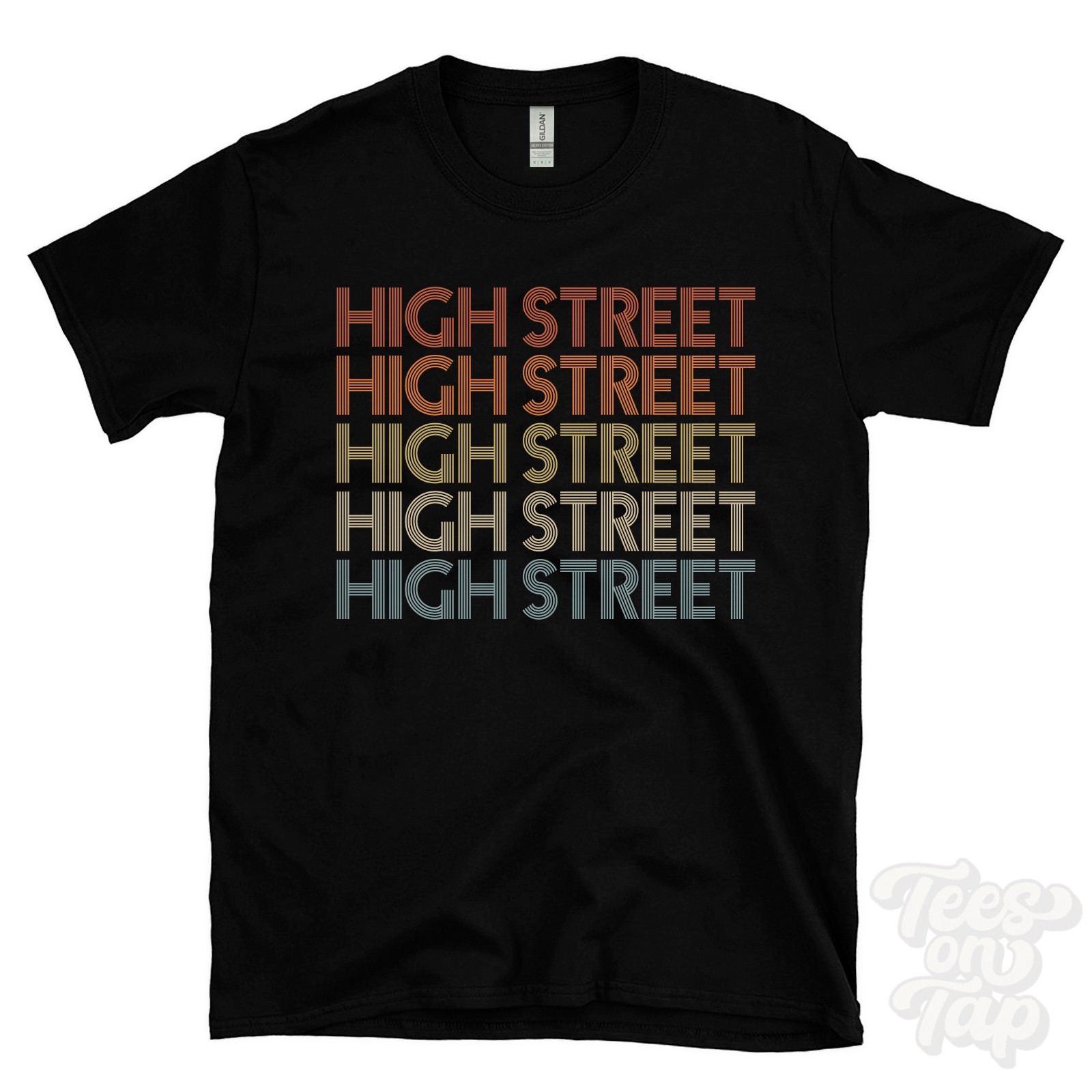 HIGH STREET REPEATED RETRO STYLE T-SHIRT mens & womens uk place name gift