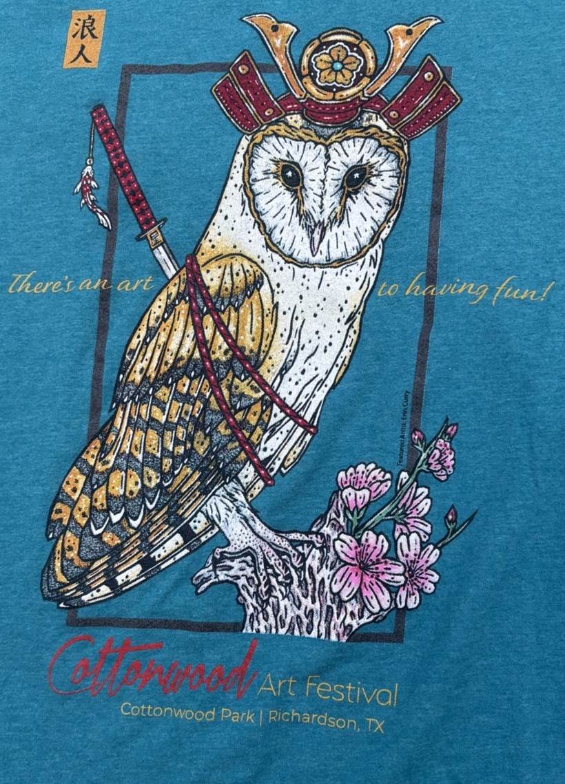 Samurai Owl Teal T-Shirt Cottonwood Art Festival Richardson TX gallery